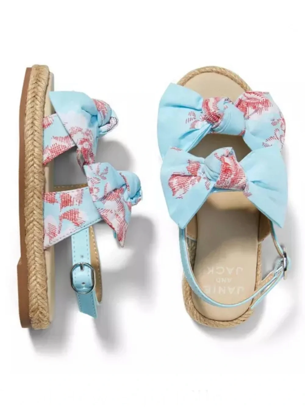 Janie and Jack Floral Bow Espadrille Summer Sky Rose Print
